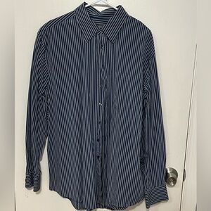 Merona Navy and White Striped Button-Down Shirt